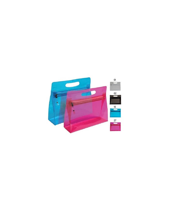 Beauty in PVC trasparente con chiusura a zip e maniglia