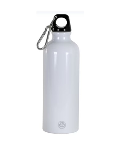 Borraccia in alluminio riciclato (500ml), con tappo inplastica e moschettone