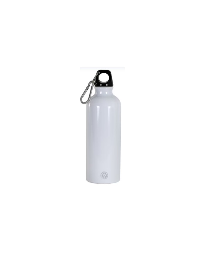 Borraccia in alluminio riciclato (500ml), con tappo inplastica e moschettone