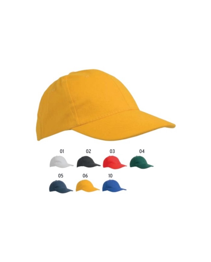 Cappellino in cotone pesante, 6 pannelli (regolazione a velcro)