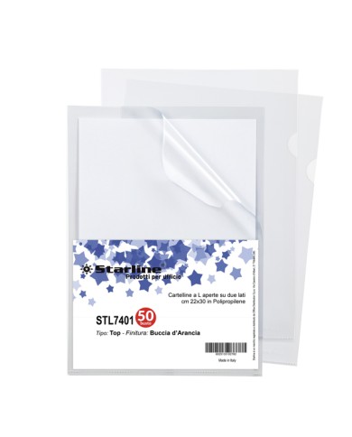 Cartelline a L Top buccia 22x30cm trasparente Starline conf. 50 pezzi