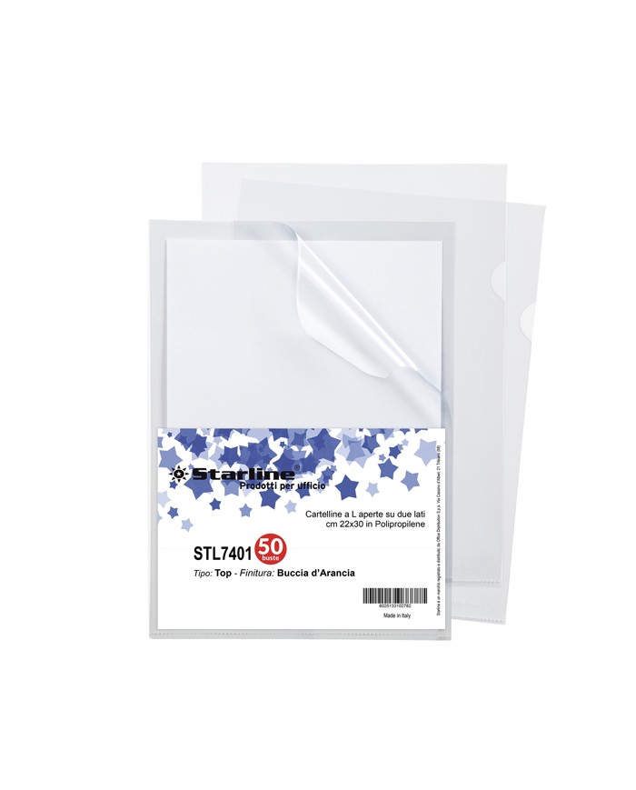 Cartelline a L Top buccia 22x30cm trasparente Starline conf. 50 pezzi