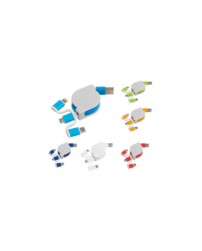 Cavo alimentazione USB-type C/lighting/microUSB retrattile