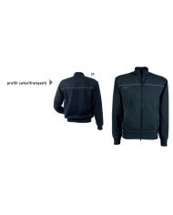 Felpa da uomo a zip intera con 3 tasche con chiusura zip e profilo catarifrangente Tg.S-XXL