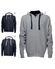 Felpa da uomo a zip intera con cappuccio e 2 tasche frontali canguro Tg.S-XXL