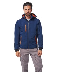 Giacca Nordic blu con zip arancio in soft-shell waterproof Taglie: S/4XL