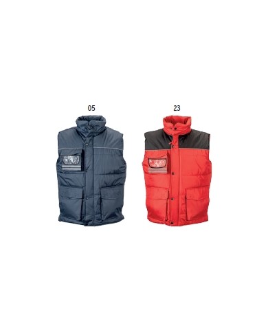 Gilet imbottito di poliestere impermeabilizzato con profili catarifrangenti Tg.S-XXL