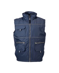 Gilet imbottito di poliestere impermeabilizzato con profili catarifrangenti, foderato internamente con rete pongee Tg.S-XXL ***