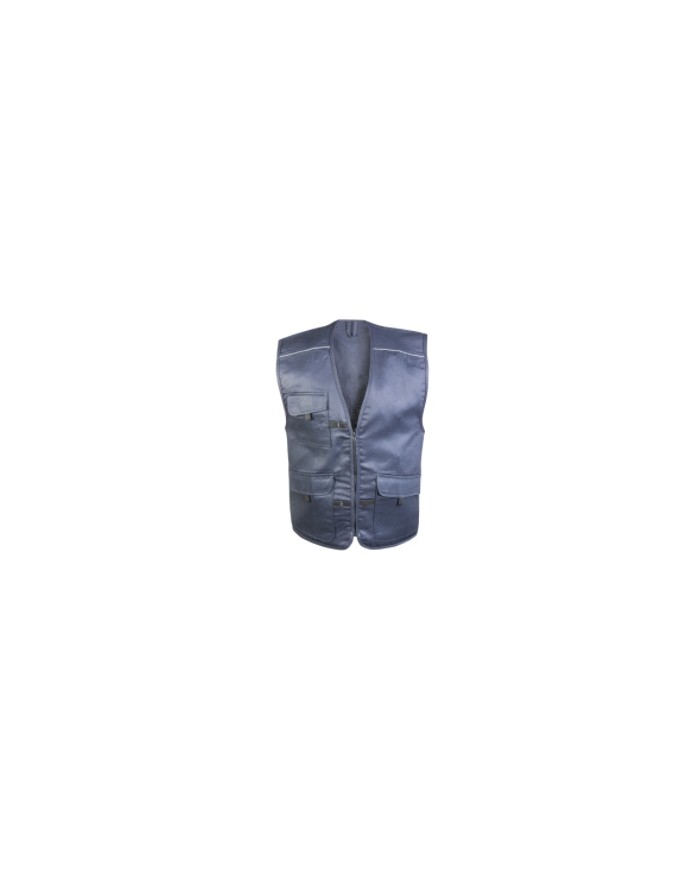 Gilet multi tasche profili rinfrangenti, chiusura a zip, 3 tasche frontali Tg.S-XXL