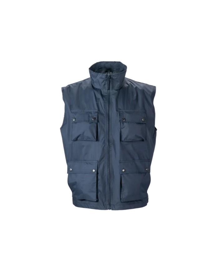 Gilet multitasca in poliestere foderato internamente con rete pongee Tg.S-XXL