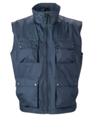 Gilet multitasca in poliestere foderato internamente con rete pongee Tg.S-XXL