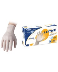 Guanti monouso lattice naturale senza polvere clorinato Feather Latexx 5,4gr 100pz