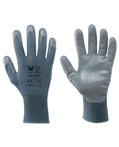 Guanto Nit-Flex tessuto sintetico palmo impregnato in nitrile dorso aerato grigio Tg.7-8-9-10