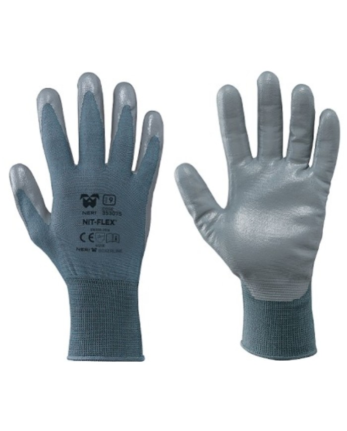 Guanto Nit-Flex tessuto sintetico palmo impregnato in nitrile dorso aerato grigio Tg.7-8-9-10