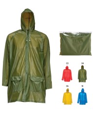 Impermeabile in pvc goffrato con cappuccio e 2 tasche frontali, inserito in bustina Taglia unica