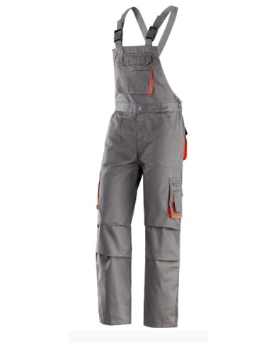 Pantalone con pettorina Willis con bretelle grigio-arancio Tg.S-XXL