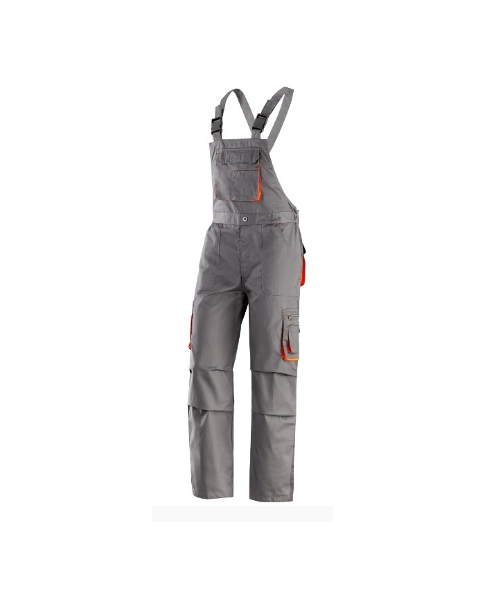Pantalone con pettorina Willis con bretelle grigio-arancio Tg.S-XXL