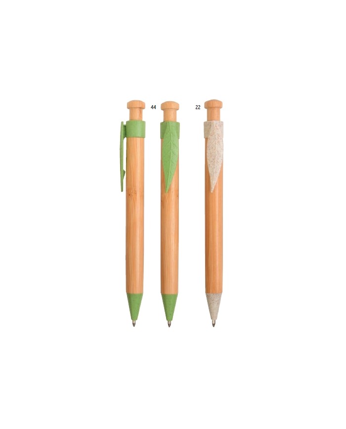 Penna a scatto in bamboo, paglia di grano (50%) e PP (50%)