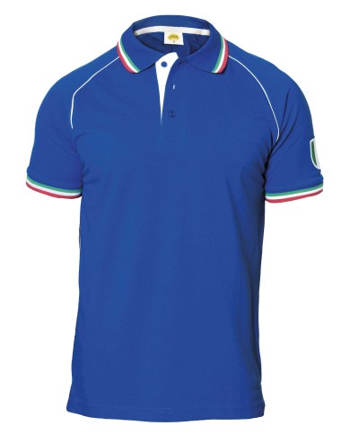 Polo Italia con colletto e manica tricolore Blu royal Taglie: S / XXXL
