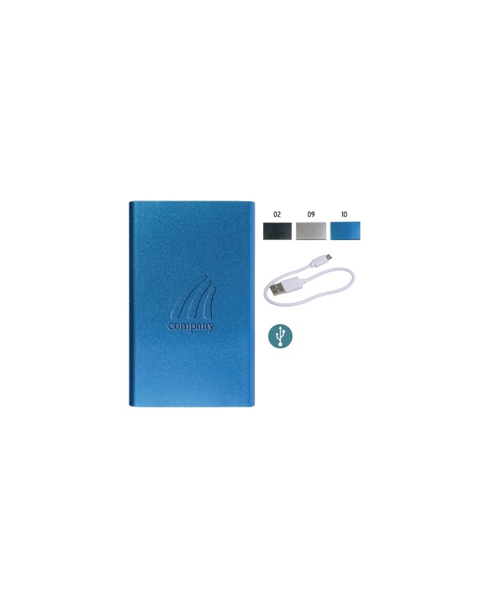 Power Bank in alluminio 4000mAh. Max Output 5V-1000mA-Input 5V-1000mA