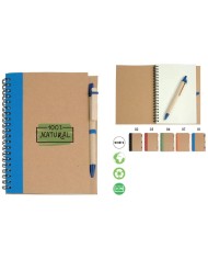 Quaderno ad anelli in carta riciclata con penna in cartone (70 pg.)
