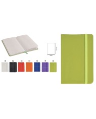 Quaderno in PVC con elastico colorato, fogli a righe (80 pag.), segnalibro in raso