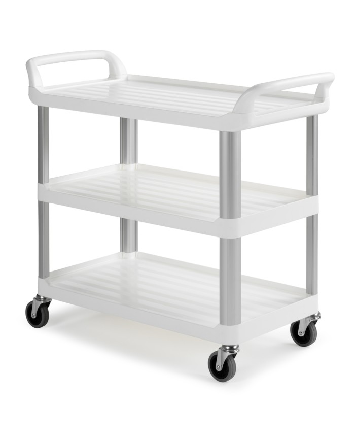 Shelf 3700 Carrello a 3 ripiani in polipropilene con montanti in alluminio (Ruote ø125 mm)