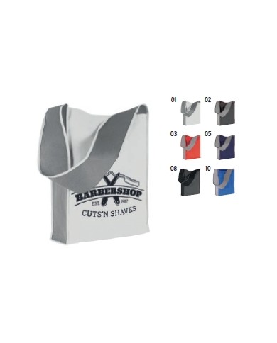 Shopper bicolore in TNT, tracolla e soffietto 32x40x8cm