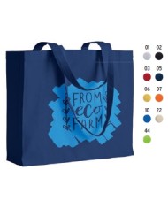 Shopper con soffietto in cotone 200 g/m2, manici lunghi 40x35x12cm
