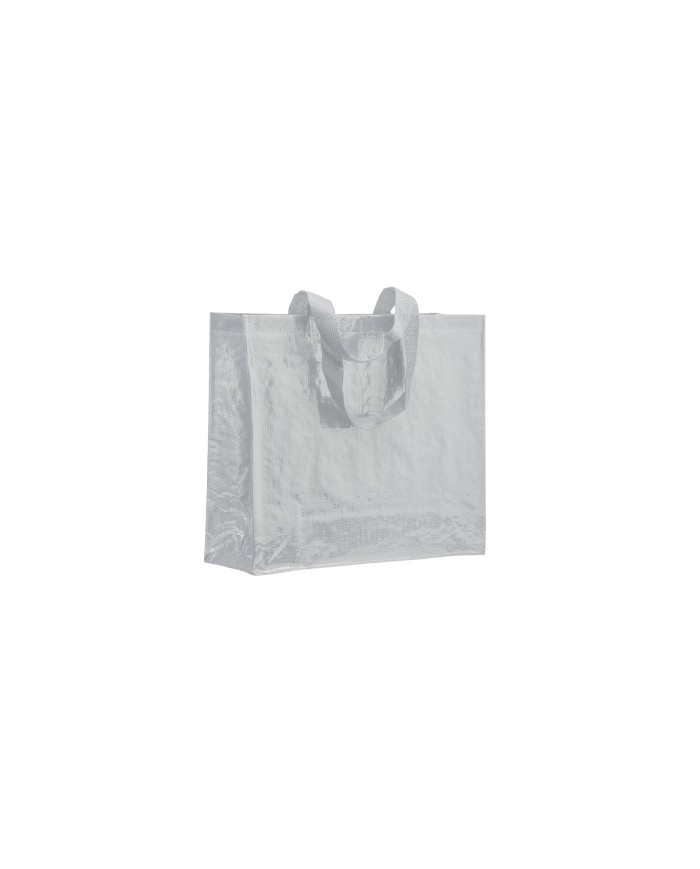 Shopper con soffietto in PP laminato 120 g/m2, manici lunghi a nastro