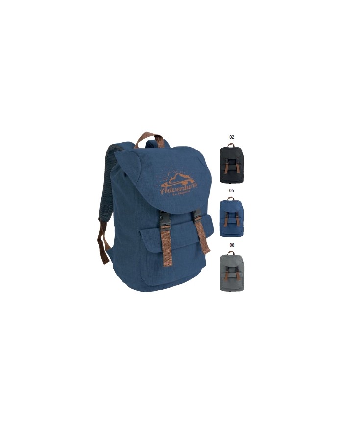 Zaino in poliestere two tone effetto melange con 2 tasche