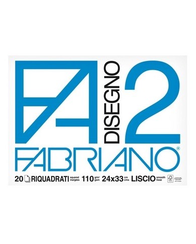 Album da disegno Fabriano F2 a 4 angoli 110 g/m² 24x33 cm 20 ff. lisci riquadrati