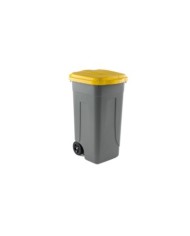 Bidone mobile con chiusura a clip 49x54x85cm 100L grigio/giallo Mobil Plastic
