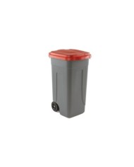 Bidone mobile con chiusura a clip 49x54x85cm 100L grigio/rosso Mobil Plastic