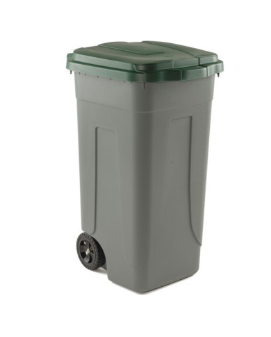 Bidone mobile con chiusura a clip 49x54x85cm 100L grigio/verde Mobil Plastic