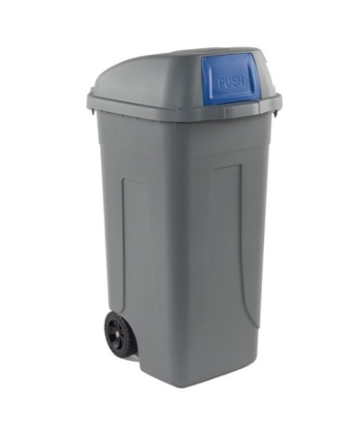 Bidone mobile Push con coperchio 49x54x95cm 100L grigio/blu Mobil Plastic
