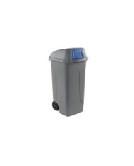 Bidone mobile Push con coperchio 49x54x95cm 100L grigio/blu Mobil Plastic