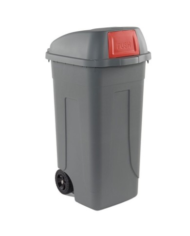 Bidone mobile Push con coperchio 49x54x95cm 100L grigio/rosso Mobil Plastic