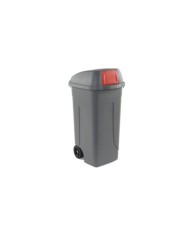 Bidone mobile Push con coperchio 49x54x95cm 100L grigio/rosso Mobil Plastic