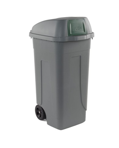 Bidone mobile Push con coperchio 49x54x95cm 100L grigio/verde Mobil Plastic