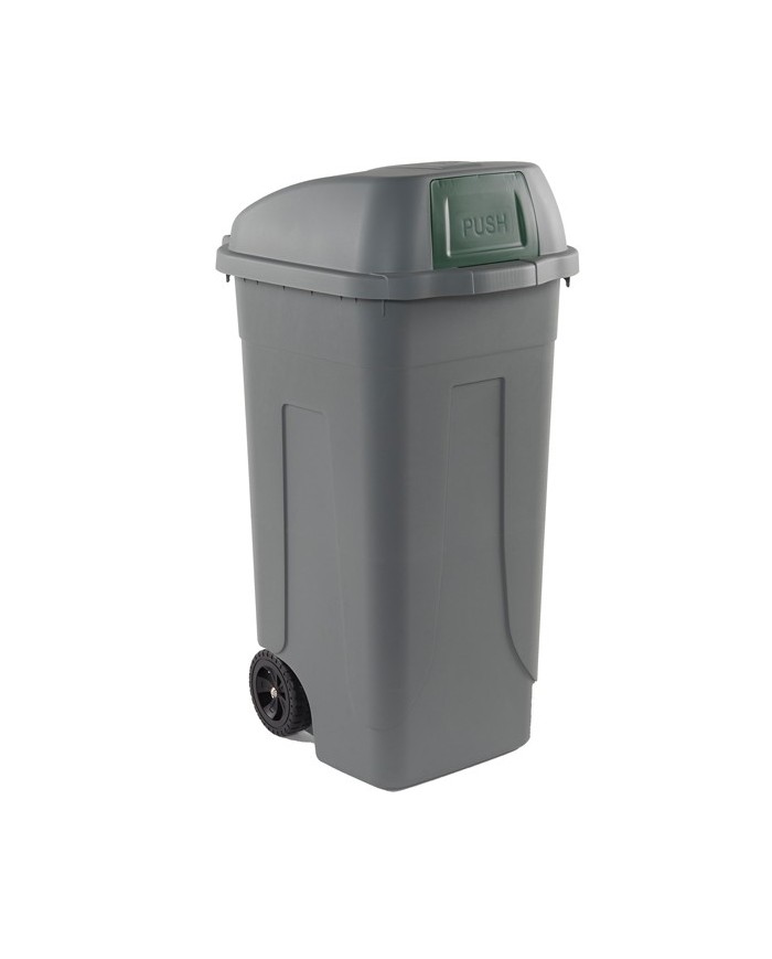 Bidone mobile Push con coperchio 49x54x95cm 100L grigio/verde Mobil Plastic