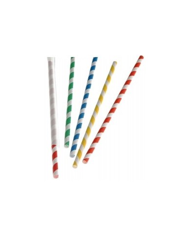 Cannucce colorate in carta BIO imbustate singolarmente Ø6x210mm 250pz