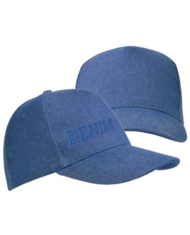Cappellino in cotone denim pesante, 5 pannelli con regolazione a velcro *In esaurimento