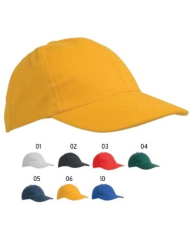 Cappellino in cotone pesante, 6 pannelli (regolazione a velcro)