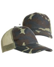 Cappellino in cotone/poliestere mimetico 5 pannelli con calotta a rete