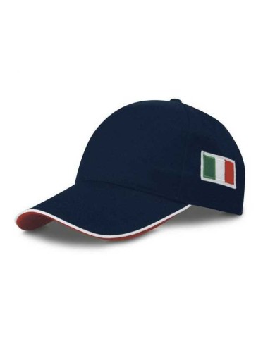 Cappello 5 pannelli con piping blu
