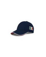 Cappello 5 pannelli con piping blu