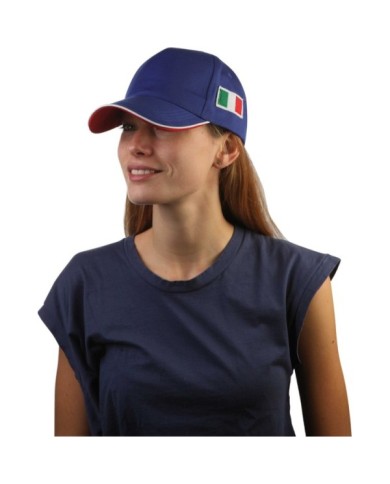 Cappello 5 pannelli con piping royal