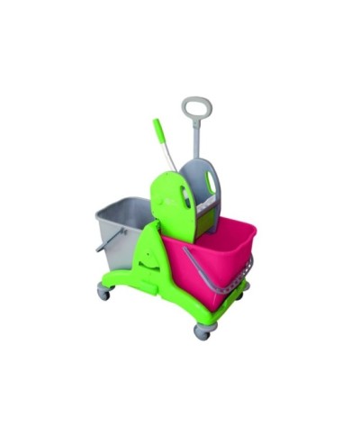Carrello Tris2P 2X25 l Verde Assemblato Con Maniglia Di Spinta Reversibile Senza Supporto Sacco
