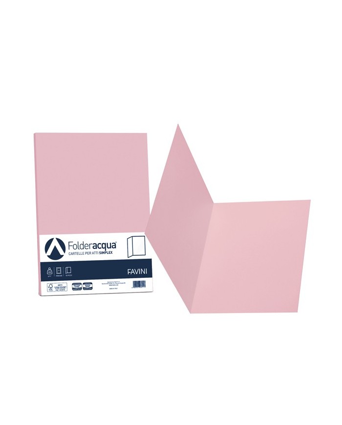 Cartelline semplici Acqua 200gr 25x34cm rosa Favini conf. 50 pezzi